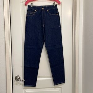 Emilia Wickstead dark denim jeans with pink stitching size 8